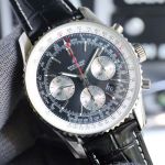 Breitling Navitimer Clone 43MM B01 Movement Red Bracelet Black with Silver Wrist Watch